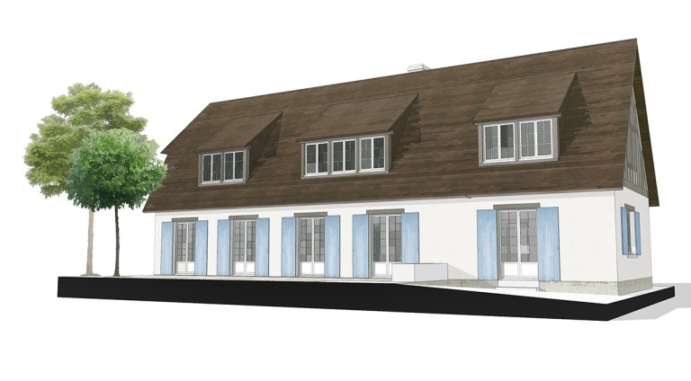 branellec bataille architecte agrandissement extension maison colombage 3D pays d'auge glanville