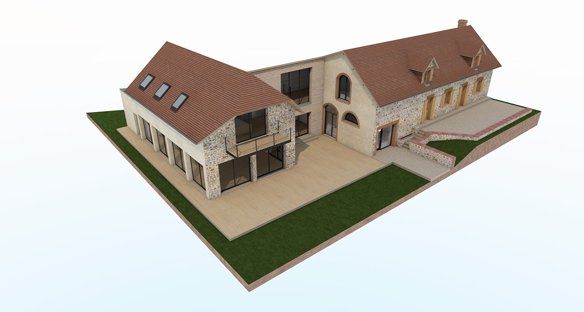 renovation extension agrandissement maison piscine interieure orgeres pays d'auge