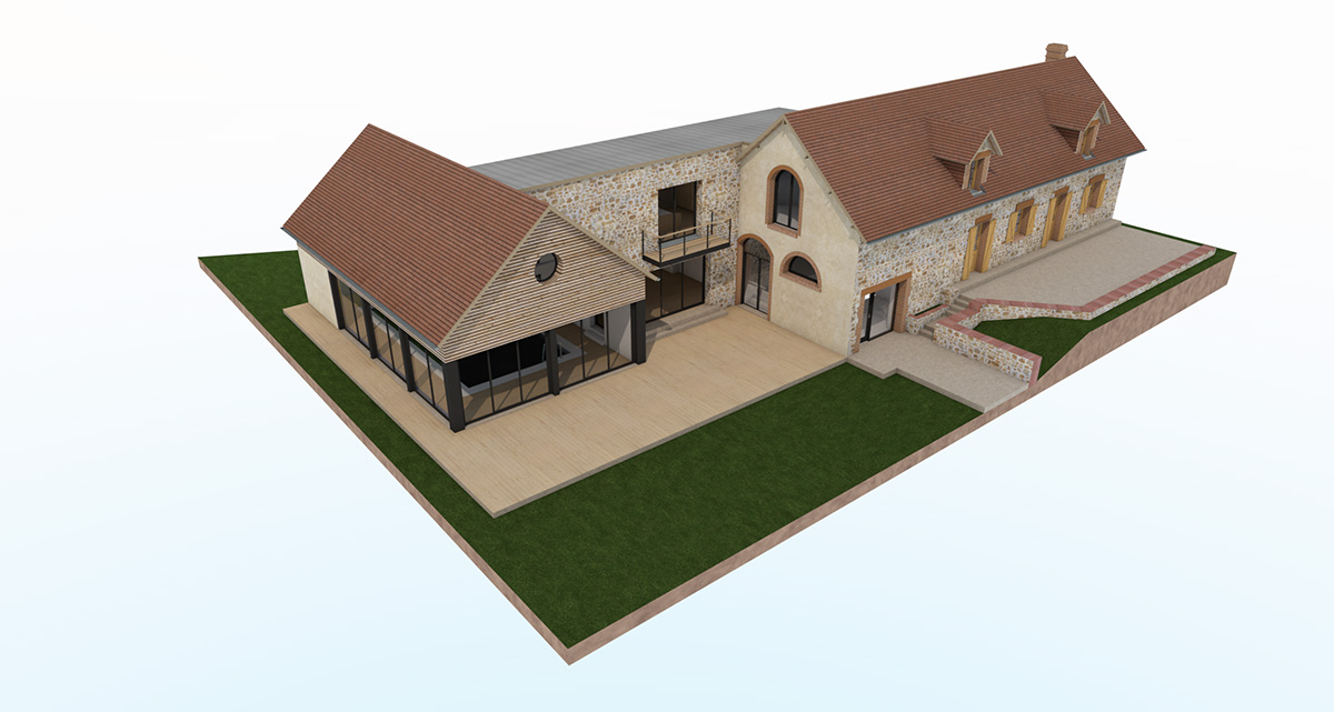 renovation extension agrandissement maison piscine interieure orgeres pays d'auge