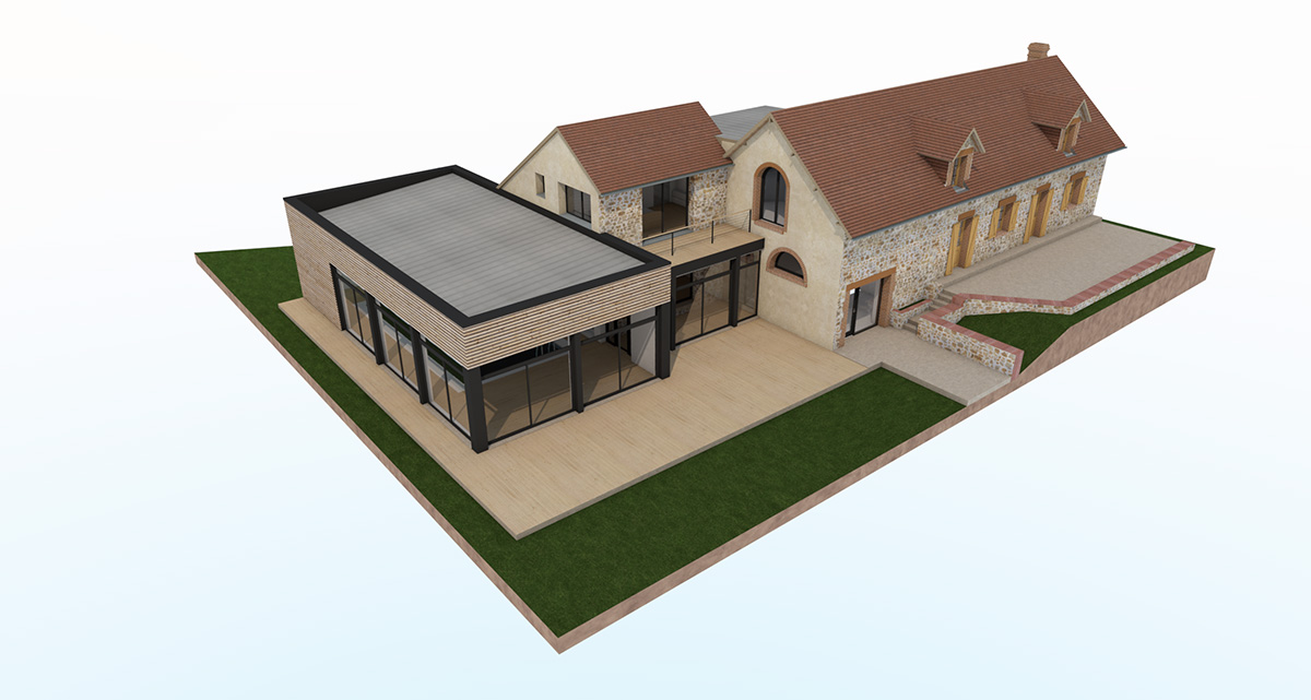 renovation extension agrandissement maison piscine interieure orgeres pays d'auge