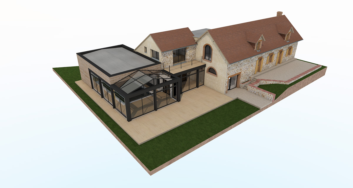 renovation extension agrandissement maison piscine interieure orgeres pays d'auge