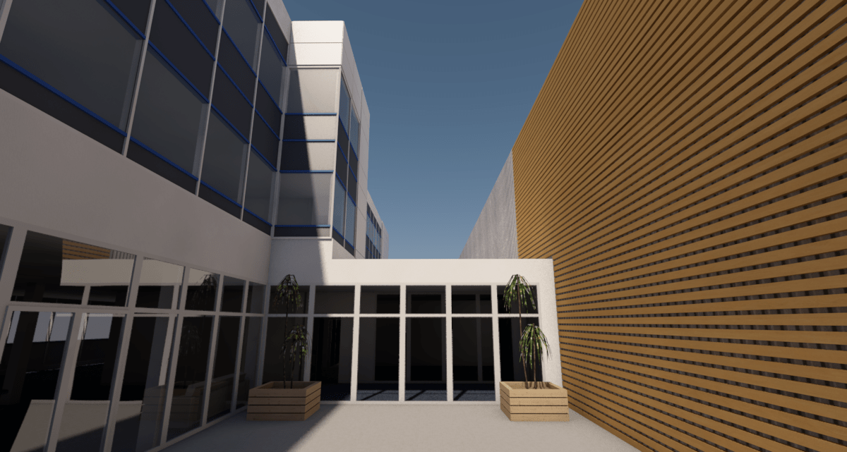 branellec bataille architecte renovation facades batiment bureaux verre mur rideau 3D verberie