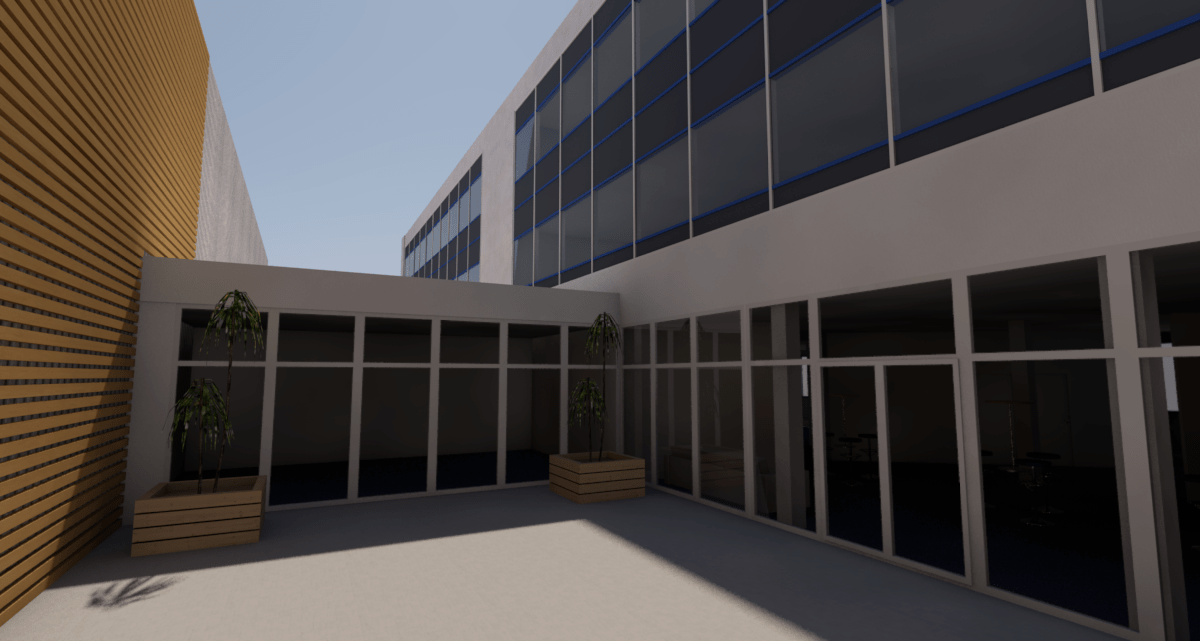 branellec bataille architecte renovation facades batiment bureaux verre mur rideau 3D verberie