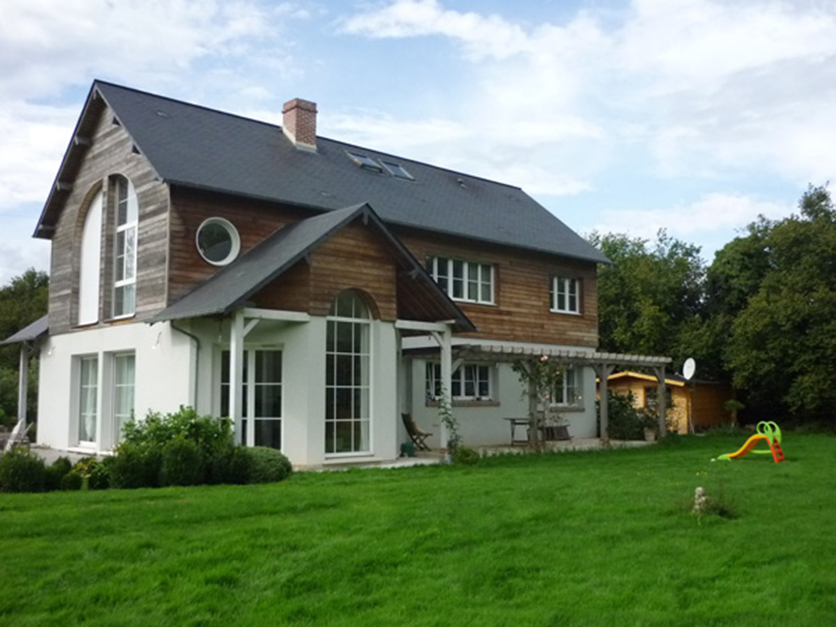 maison architecte bardage bois agrandissement extension gonneville honfleur pays d'auge