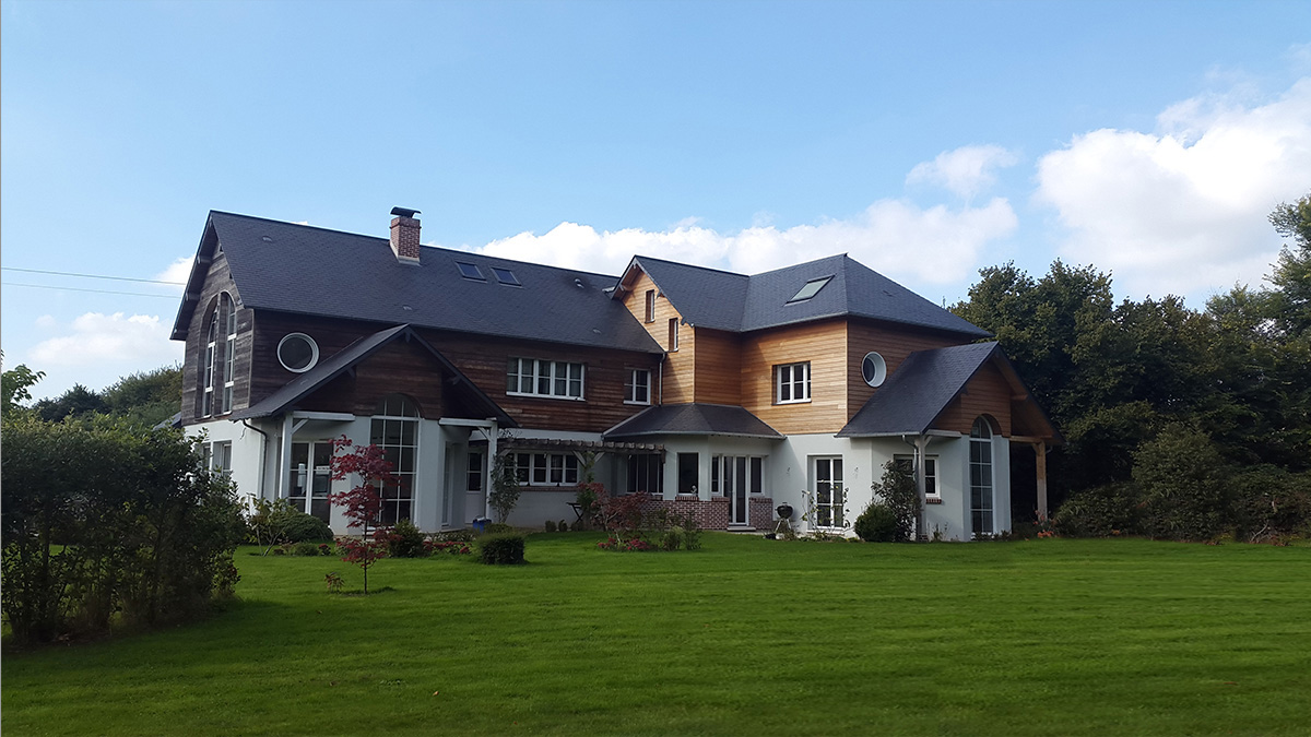 maison architecte bardage bois agrandissement extension gonneville honfleur pays d'auge