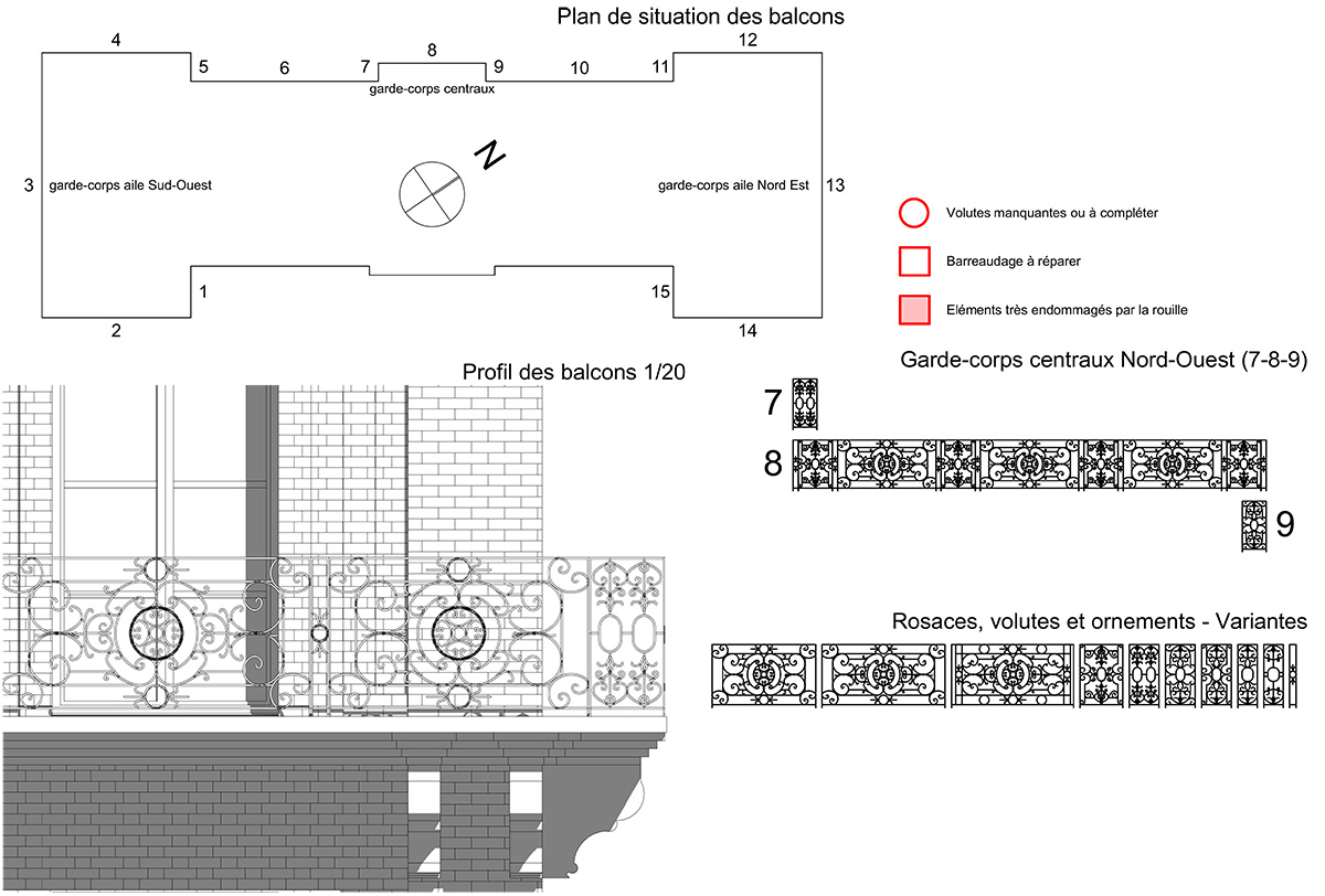branellec bataille architecte renovation balcons roches noires trouville sur mer dessin 3D