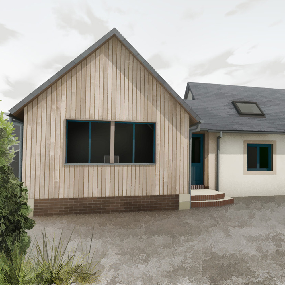 renovation extension agrandissement maison pont l'eveque pays d'auge bois ardoises briques