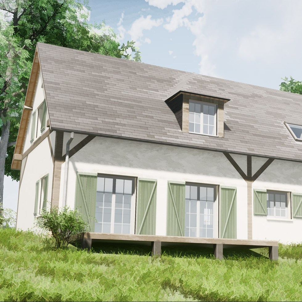 branellec bataille architecte construction maison campagne breuil en auge 3D