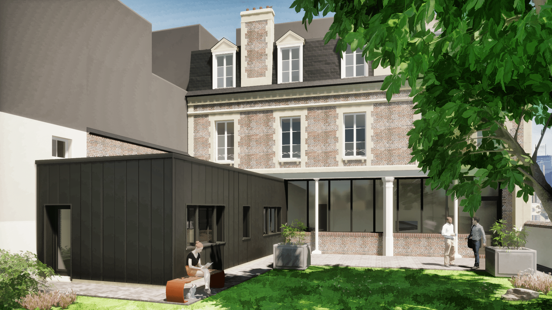 renovation extension transformation maison trouville sur mer briques zinc contemporain