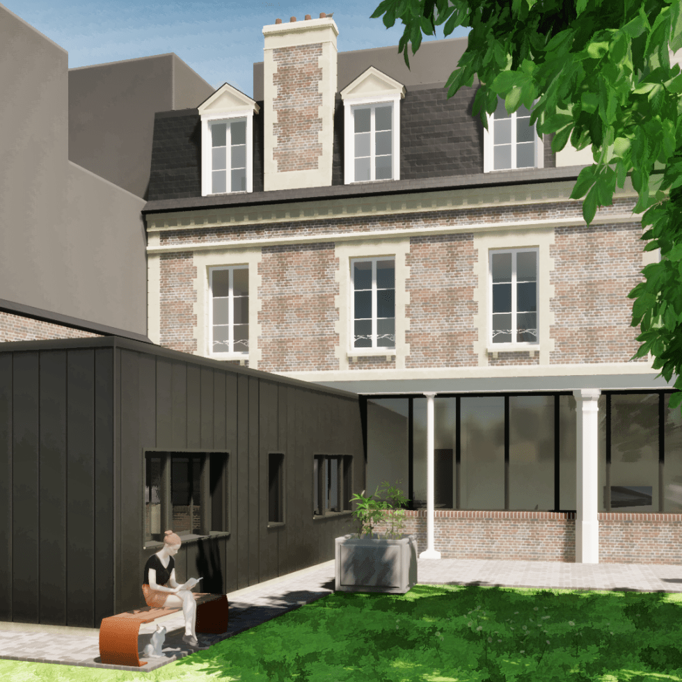renovation extension transformation maison trouville sur mer briques zinc contemporain