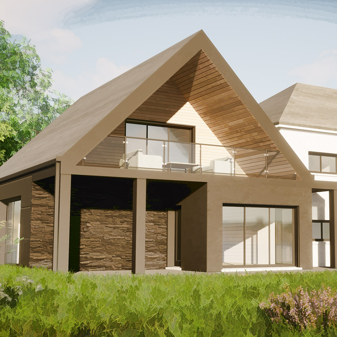 branellec bataille architecte extension maison contemporaine ardoises bois noir danestal 3D