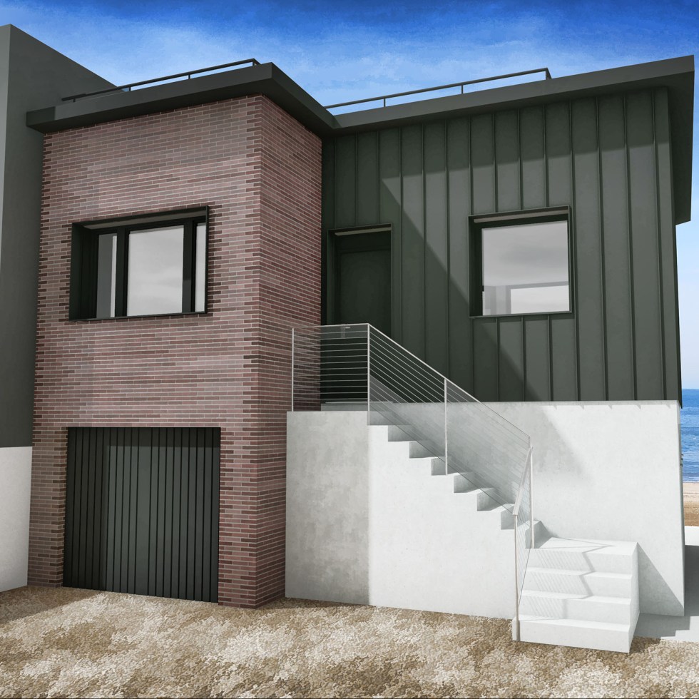 renovation maison blonville briques zinc 3D