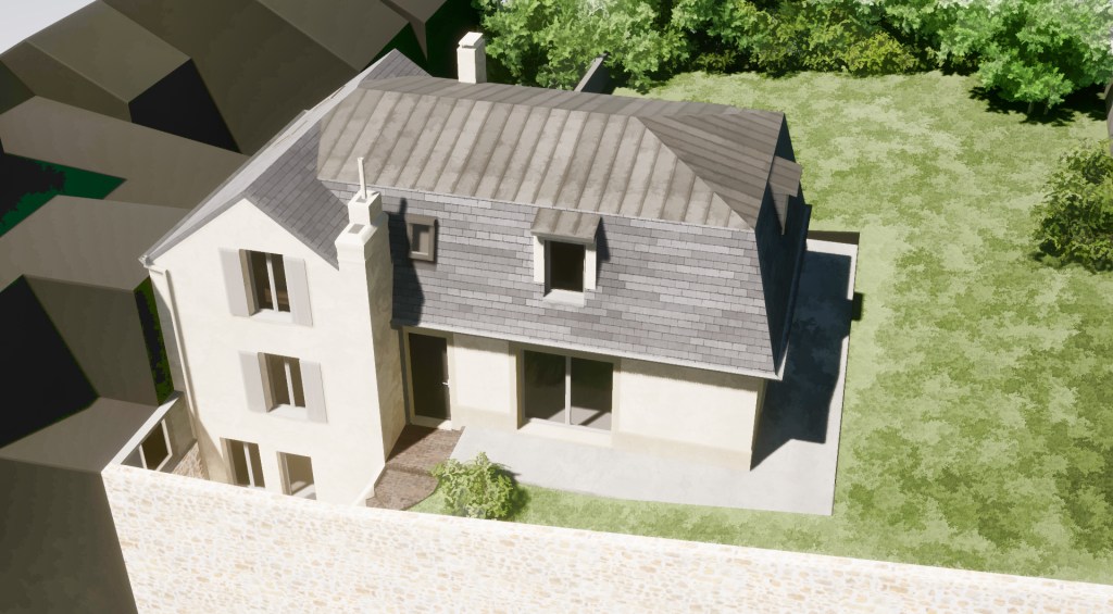 branellec bataille architecte extension maison mansard ardoises zinc trouville mer 3D
