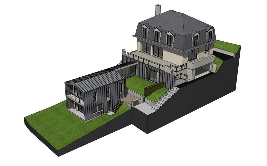 branellec bataille architecte extension cotemporain zinc trouville mer 3D