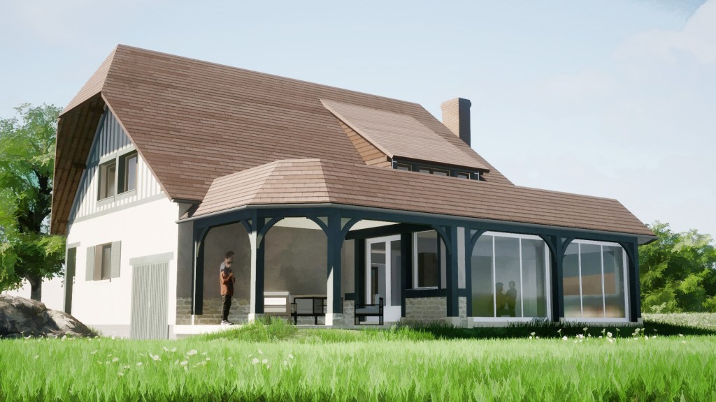 branellec bataille architecte extension normande tuiles beaumont en auge 3D