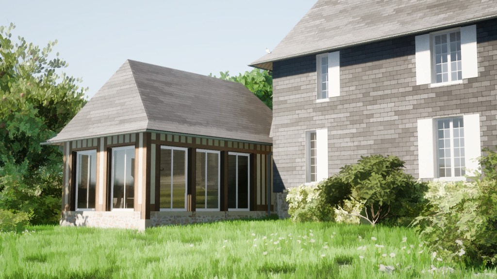 branellec bataille architecte extension normande ardoises pierres colombages villers mer 3D