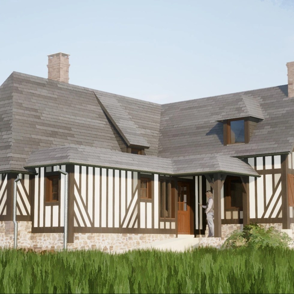 branellec bataille architecte extension normande ardoises colombages authieux calonne 3D